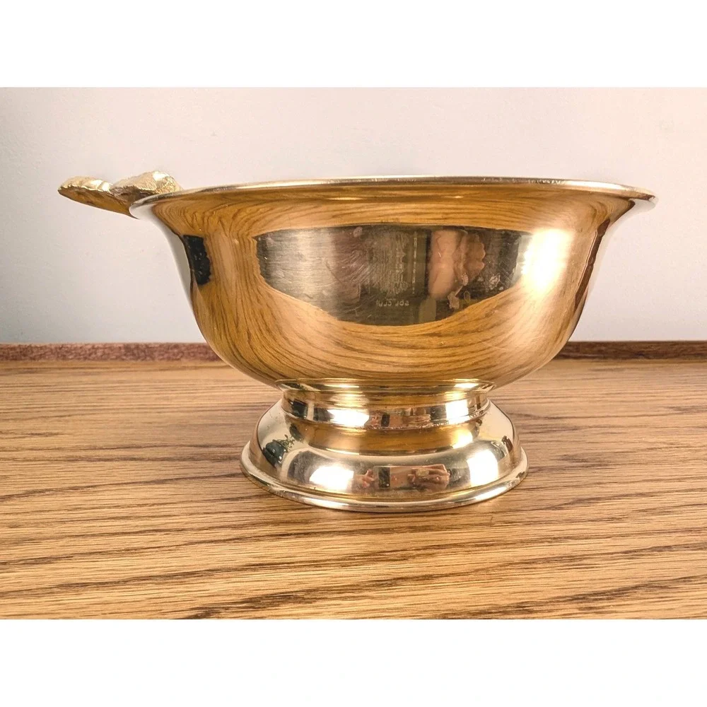 Vintage Butterfly Pedestal Bowl Solid Brass Hand Made in India Decorative Decor